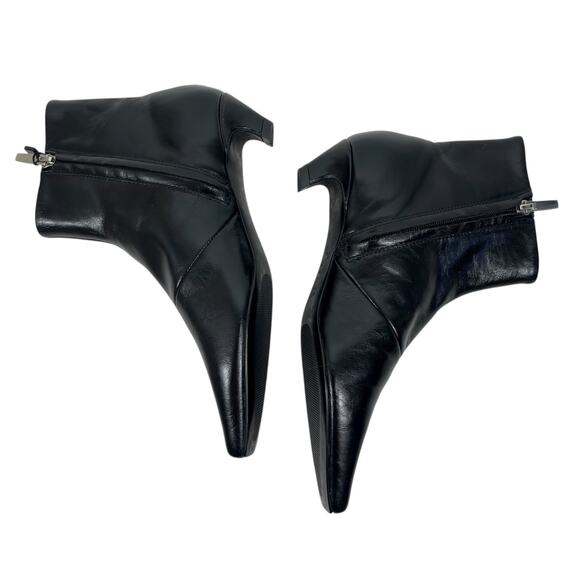 Mango MNG Square Toe Kitten Heel Leather Boots Black Size 36/ US 6 - Picture 8 of 13